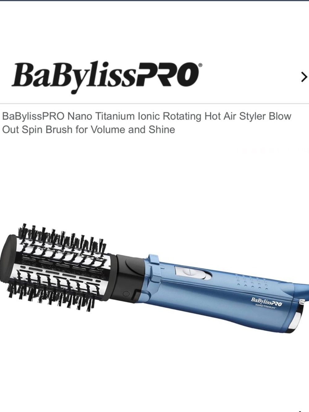 BaBylissPRO Nano Titanium Rotating Hot Air Styler Blow Out Spin Hair Brush
